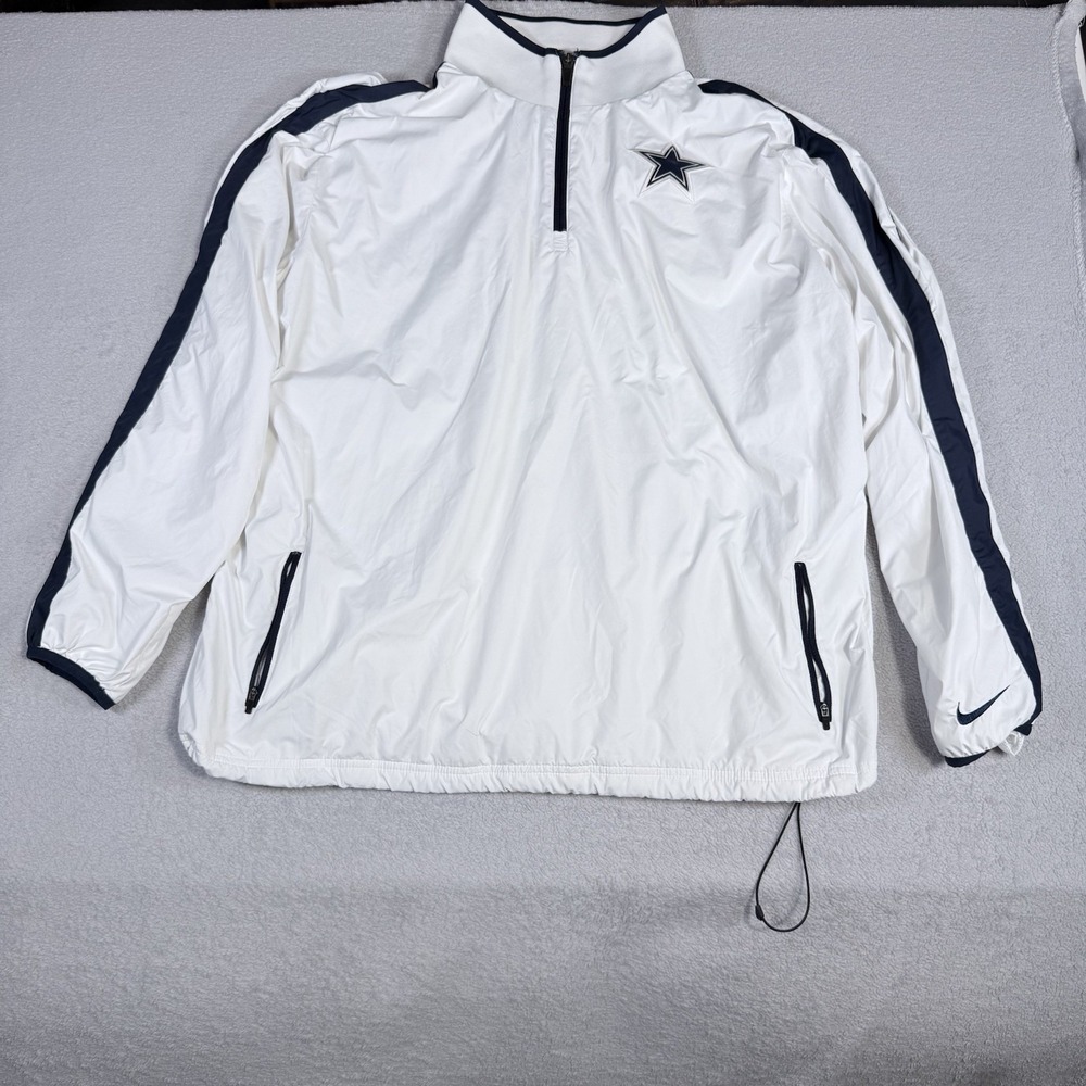 Dallas Cowboys Jacket Mens XL White NFL Football Quarter Zip Nike On Field